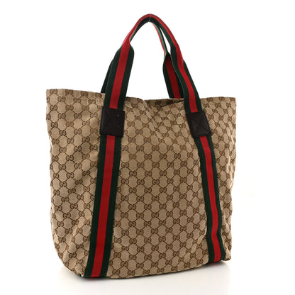 Gucci GG Monogram Medium Web Handle Vertical Tote Dark Brown 3 of 12