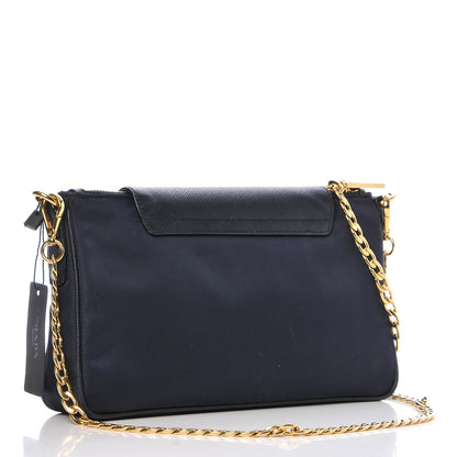 Prada Tessuto Nylon Saffiano Crossbody Bag Black Blue 3 of 8