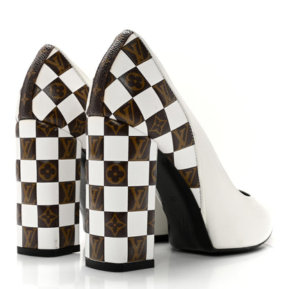 Louis Vuitton Calfskin Monogram Damier Tressage Matchmake Pumps 36 White 4 of 9