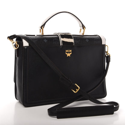 MCM Calf Hair Zebra Print Calfskin Visetos Little Veronika Satchel Black 3 of 10