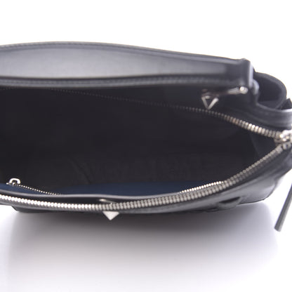 Fendi Vitello Baltico Dolce Shiny Nappa Lace Up DotCom Satchel Black Blue 5 of 11