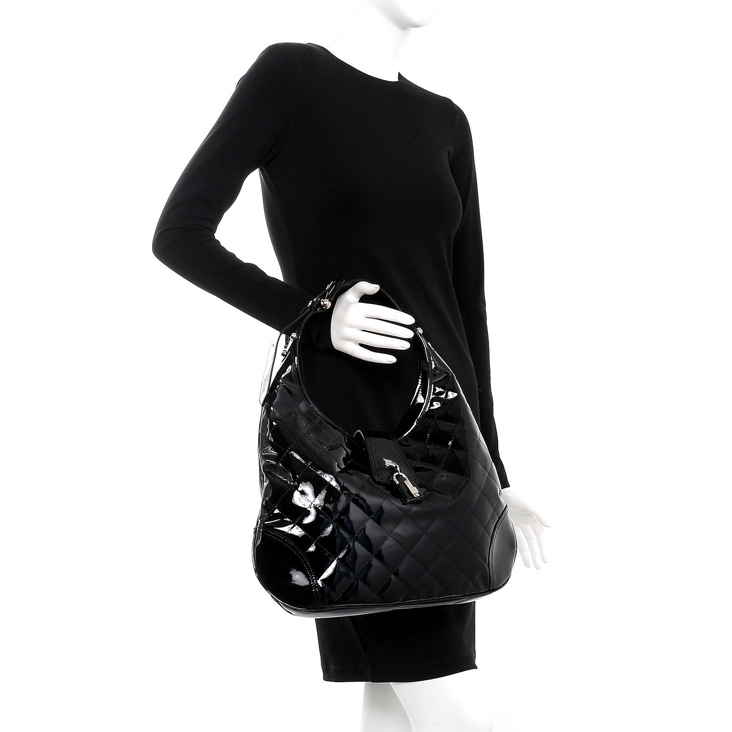 Burberry Patent Quilted Brook Hobo Black 2 of 9