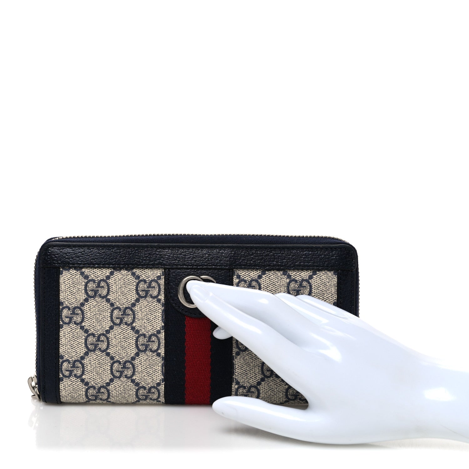 Gucci GG Supreme Monogram Textured Dollar Calfskin Web Ophidia Zip