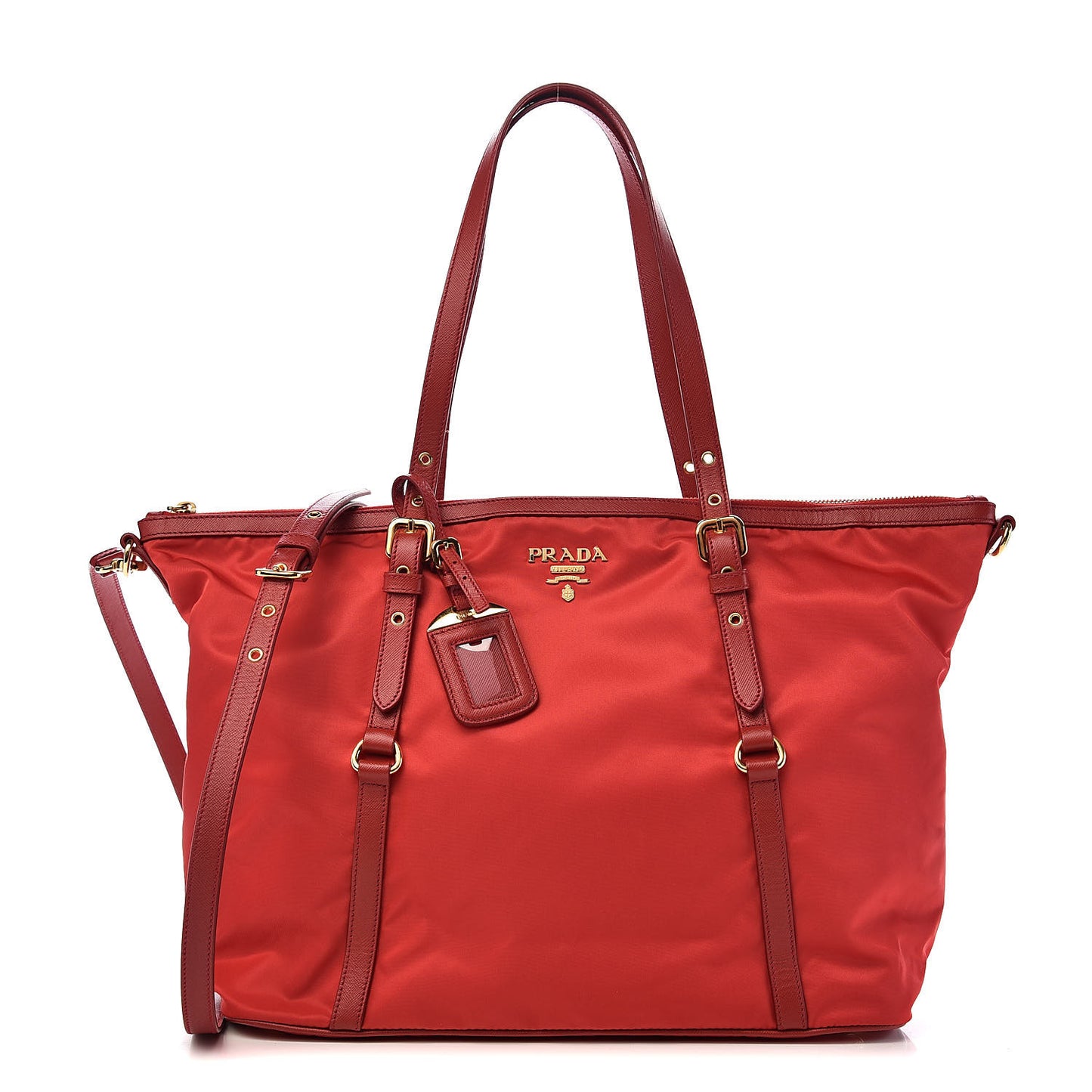 Tessuto Nylon Saffiano Tote Rosso