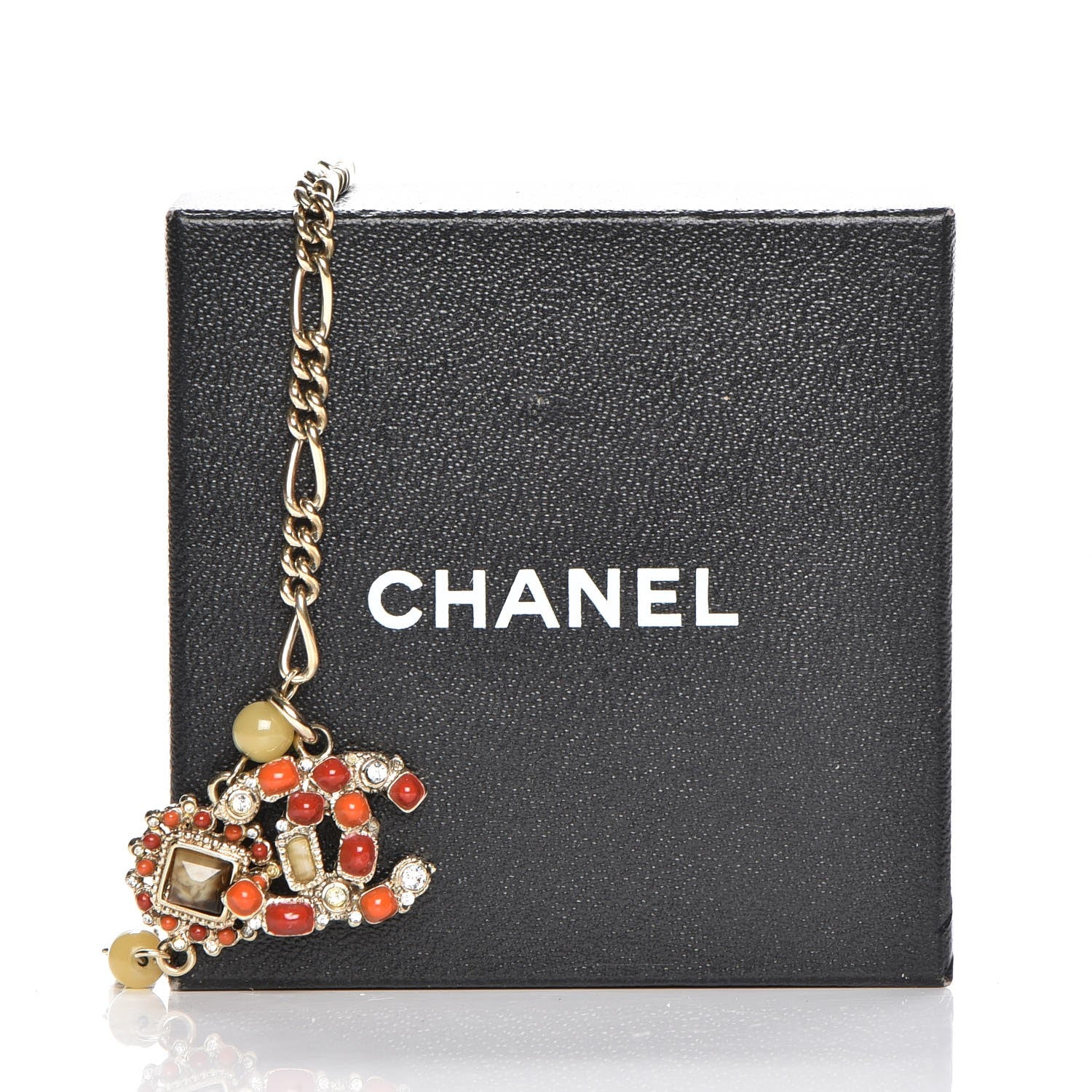 Chanel Crystal Gripoix Poured Glass CC Necklace Gold Red 8 of 8