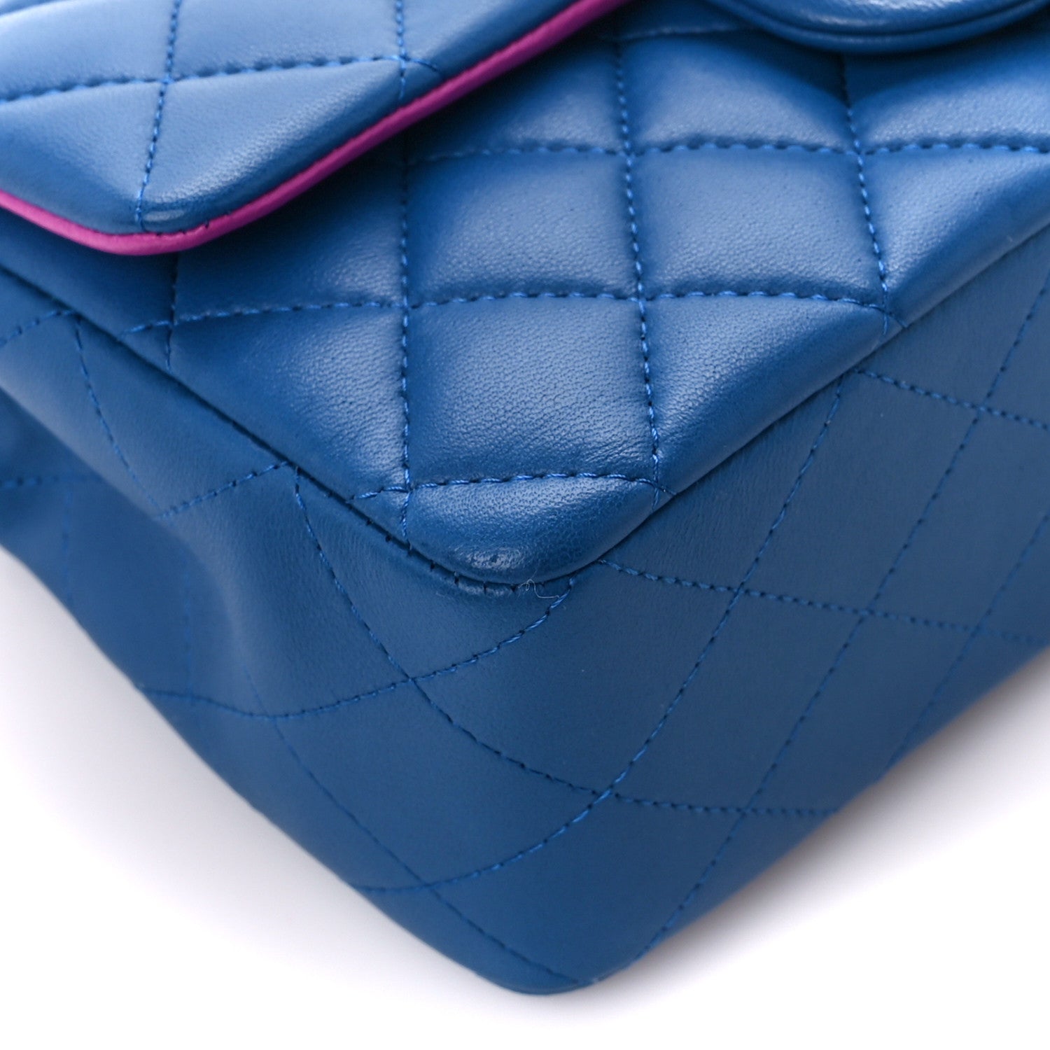 Chanel Lambskin Quilted Mini Rectangular Flap Blue Purple 10 of 13