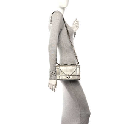 Christian Dior Metallic Patent Micro-Cannage Small Diorama Flap Bag Silver 2 of 10