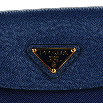 Prada Tessuto Saffiano Flat Flap Messenger Bag Black Bluette 6 of 10
