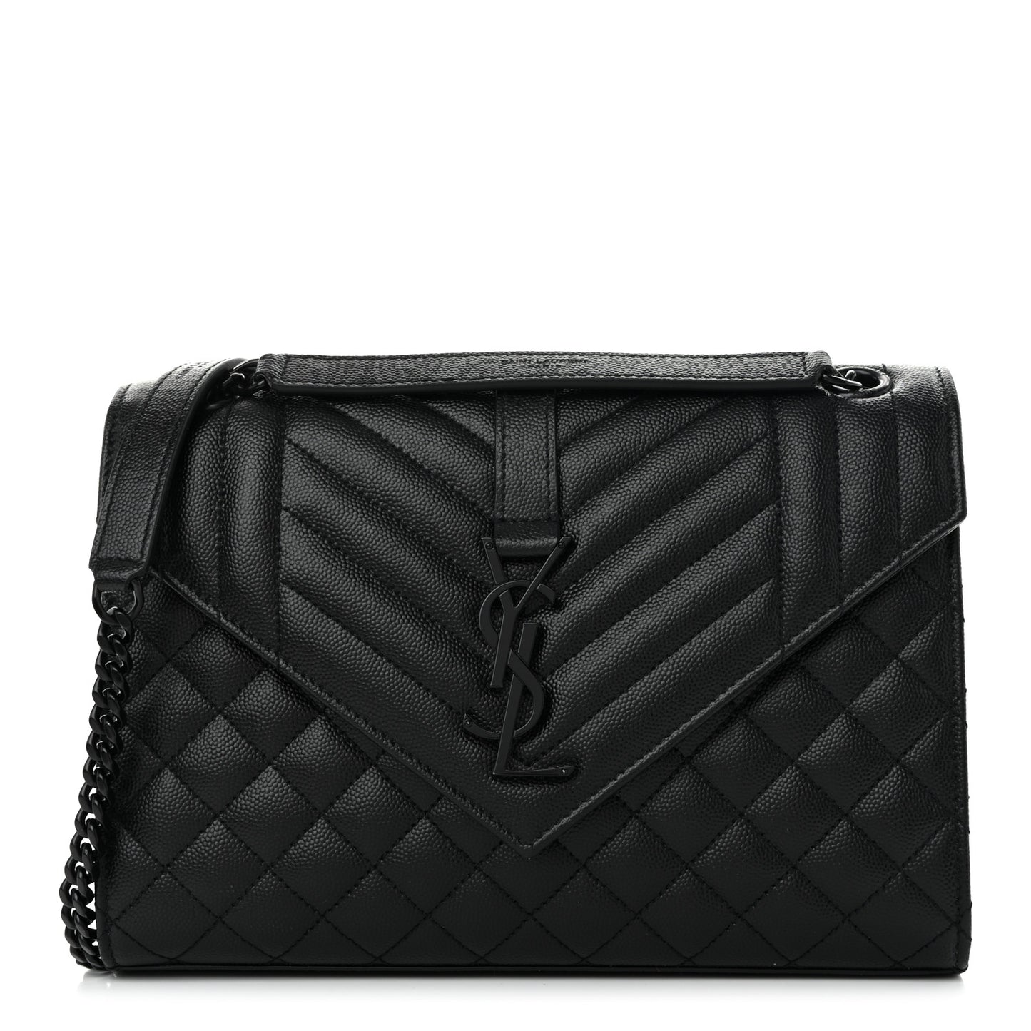 Grain De Poudre Textured Mixed Matelasse Triquilt Medium Monogram Monochrome Satchel Black