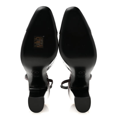 Chanel Patent Calfskin Crocodile Embossed Ballerina Flats 38.5 Dark Burgundy Black 6 of 10