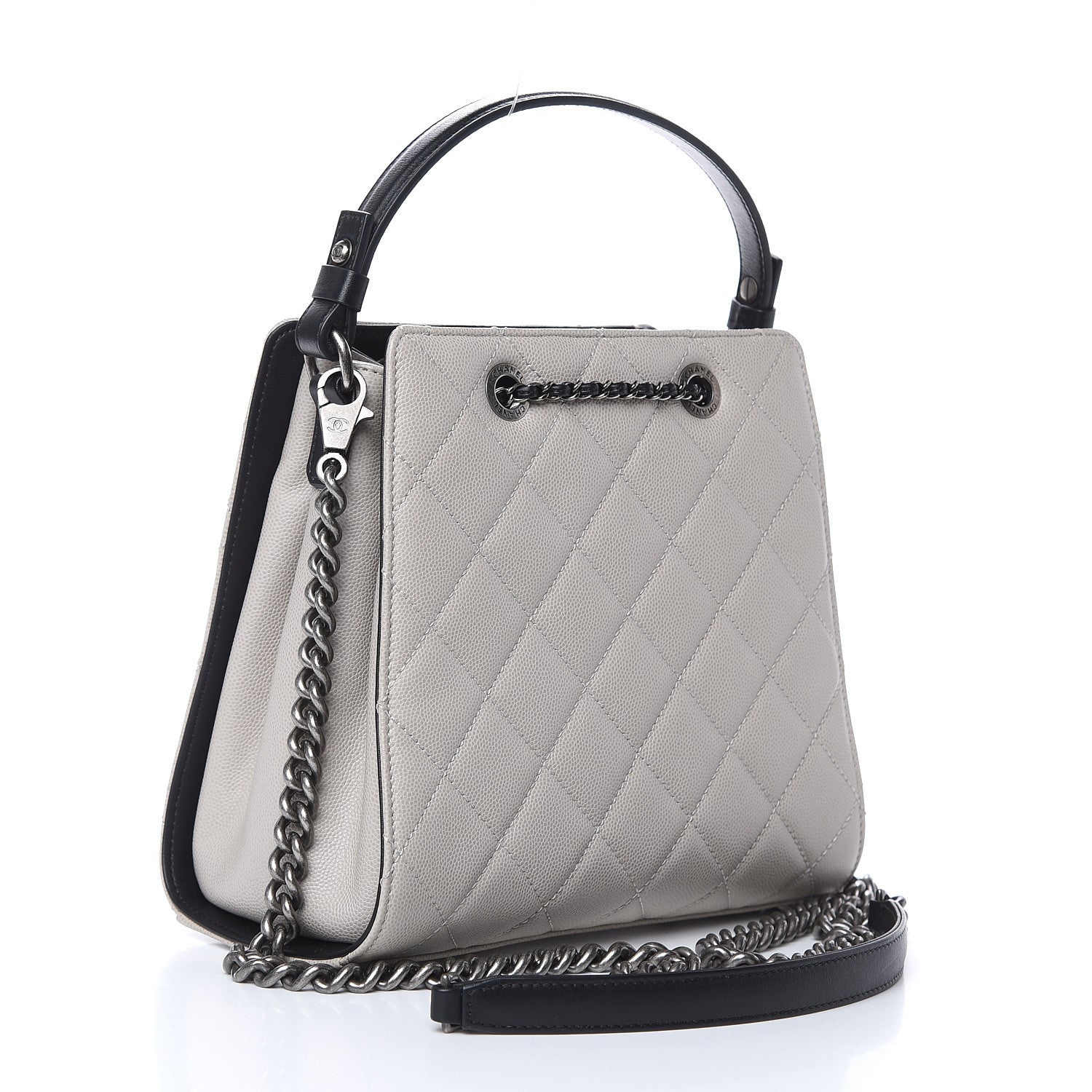 Chanel Caviar Quilted Small CC Bucket Bag Grey 3 of 11