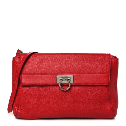 Salvatore Ferragamo Calfskin Gancini Crossbody Red 1 of 10