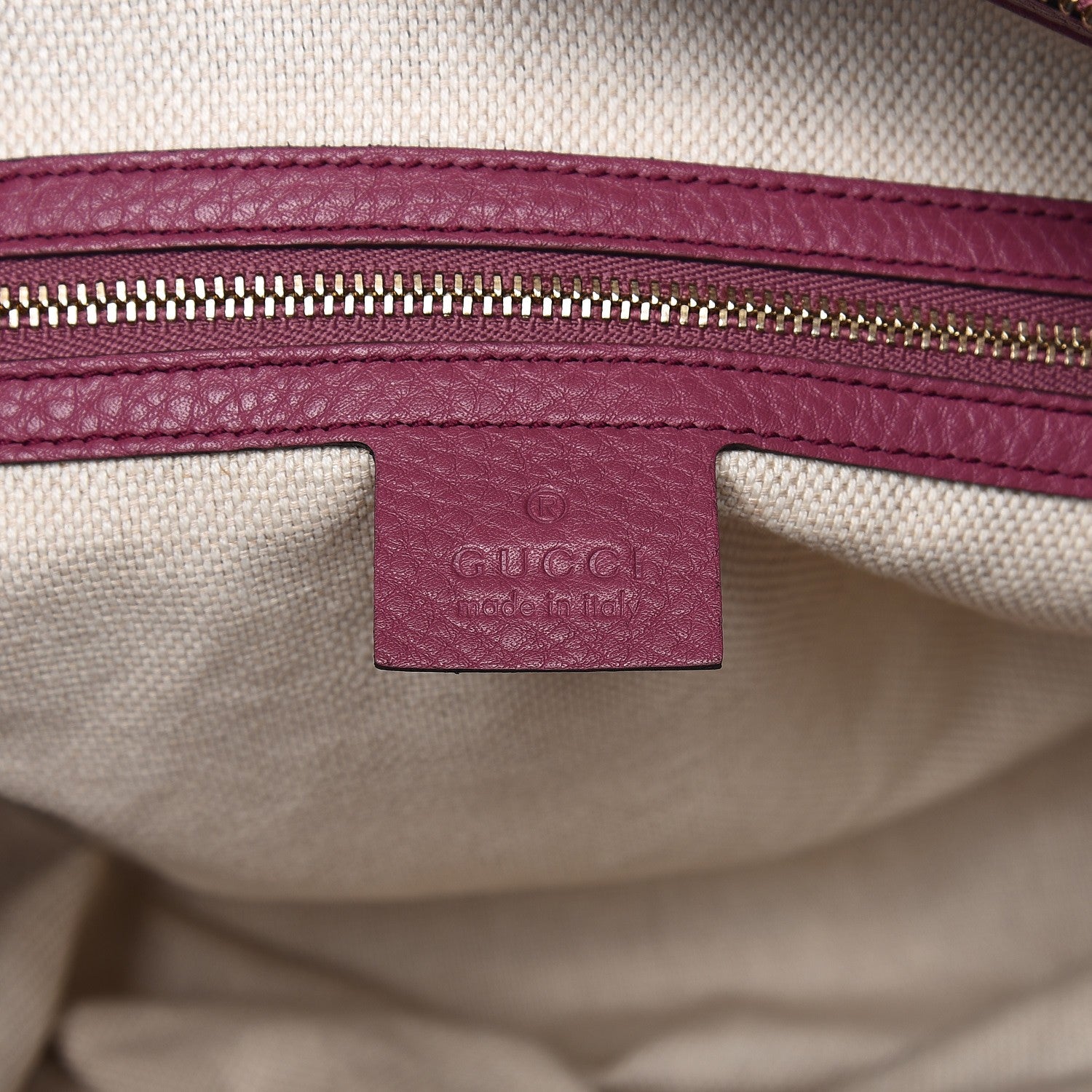 Gucci Pebbled Calfskin Small Soho Top Handle Bag Peonia Flower 7 of 8