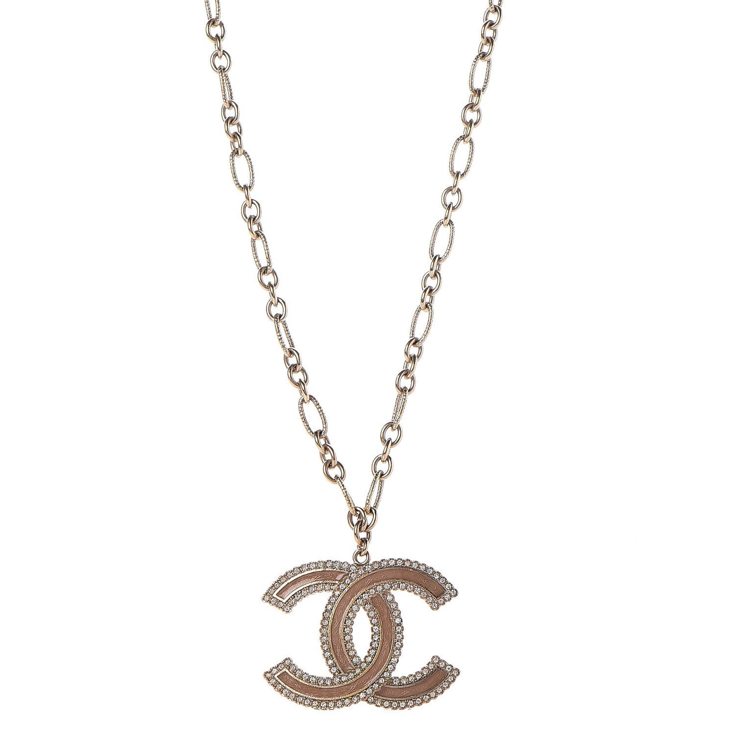 Enamel Crystal CC Necklace Gold