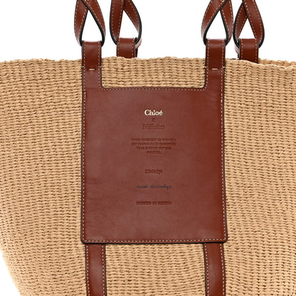 Chloe Raffia Calfskin Large Basket Tote Tan 7 of 9