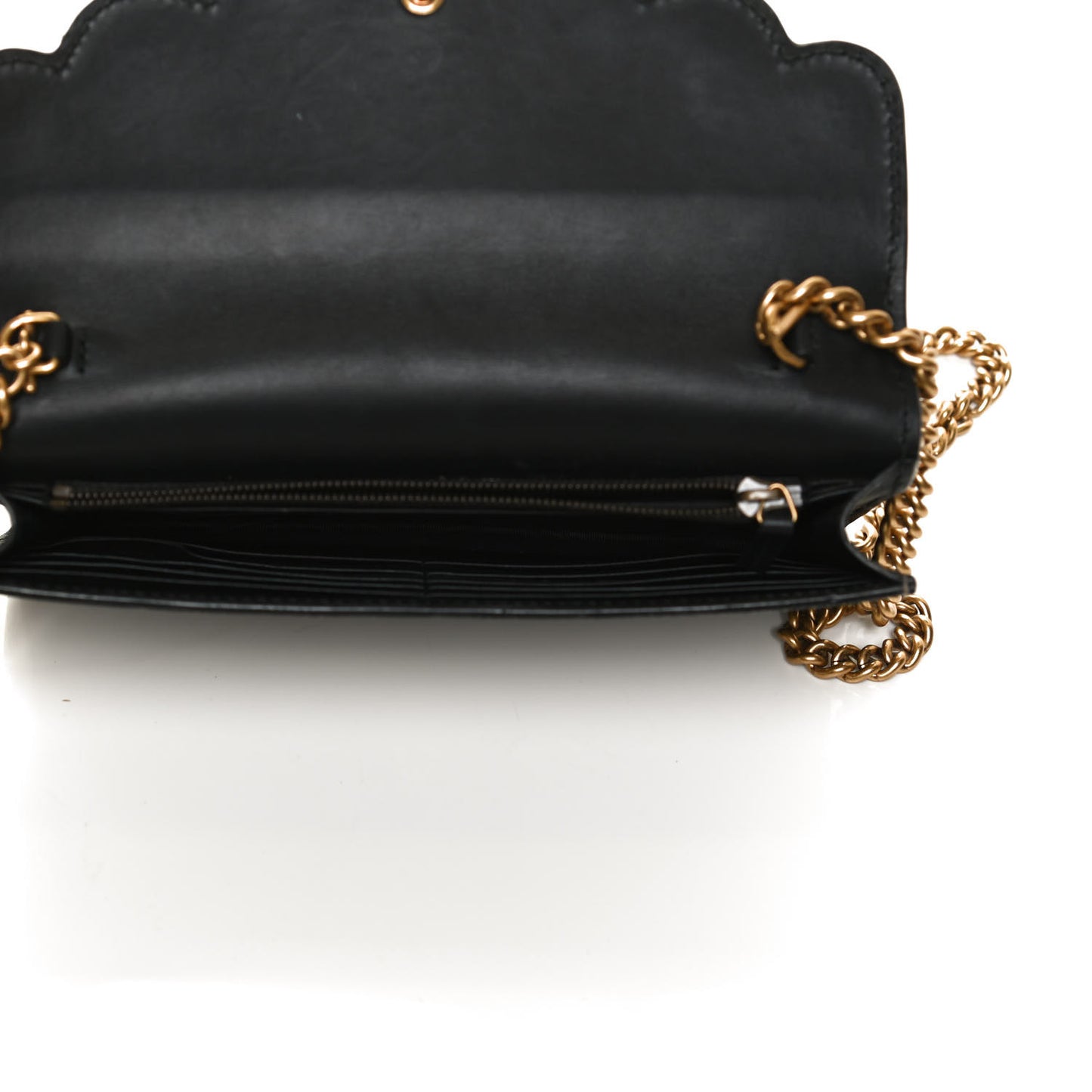 GG Supreme Monogram Mini Peony Pearly Wallet on Chain Black