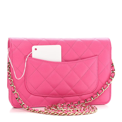 Chanel Caviar Quilted Wallet on Chain WOC Dark Pink 2 of 11