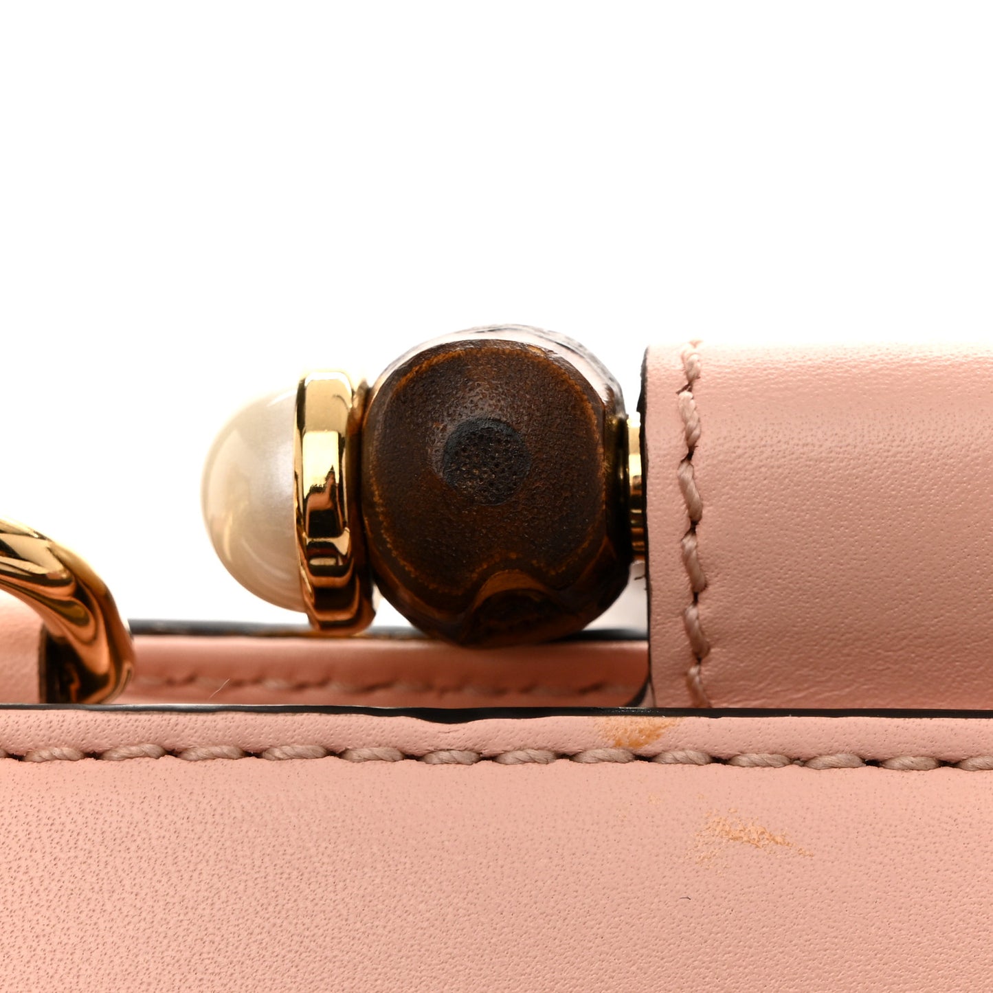 Nappa Bamboo Web Small Nymphaea Top Handle Bag Perfect Pink Mystic White