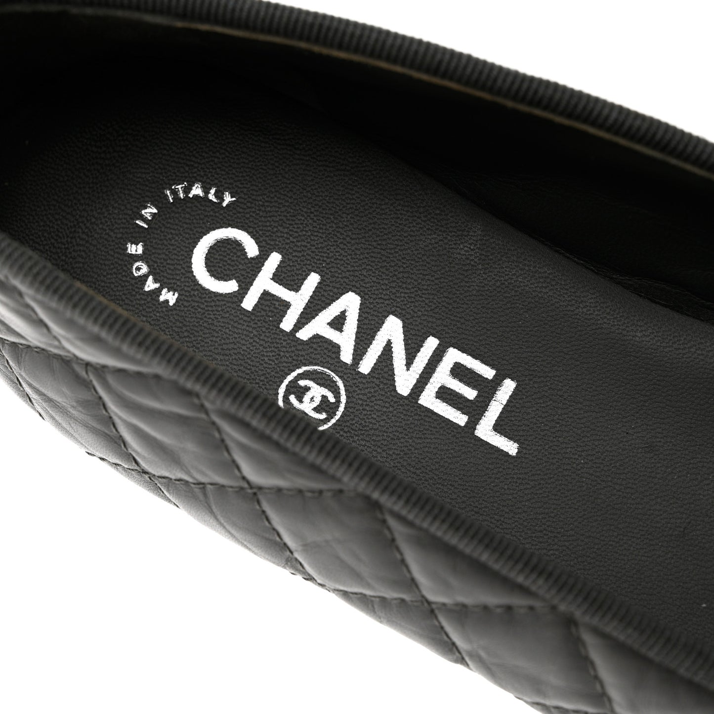 Aged Calfskin Quilted CC Cap Toe Ballerina Flats 37 Grey
