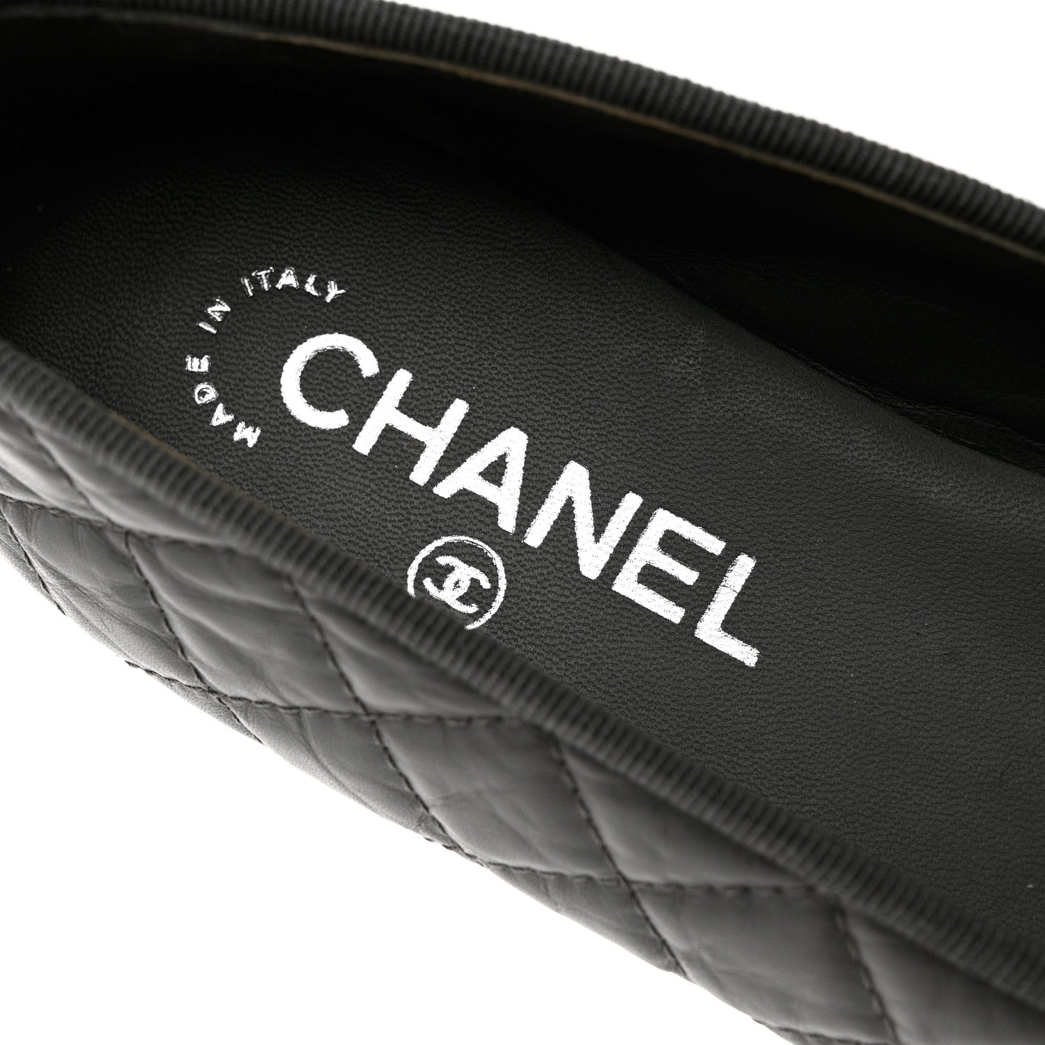 Chanel Aged Calfskin Quilted CC Cap Toe Ballerina Flats 37 Grey 7 of 10