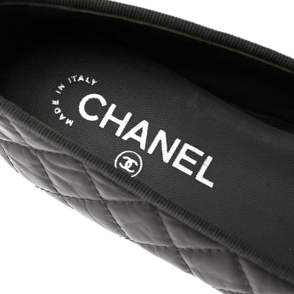 Chanel Aged Calfskin Quilted CC Cap Toe Ballerina Flats 37 Grey 7 of 10