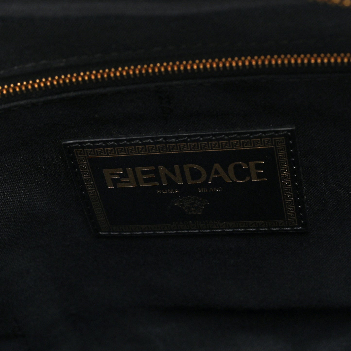 X VERSACE Nylon Cuoio Romano Fendace FF Baroque Belt Bag Black Gold