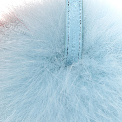 Fendi Fox Fur Polka Dot Pom Pom Bag Charm Light Blue Red 3 of 4