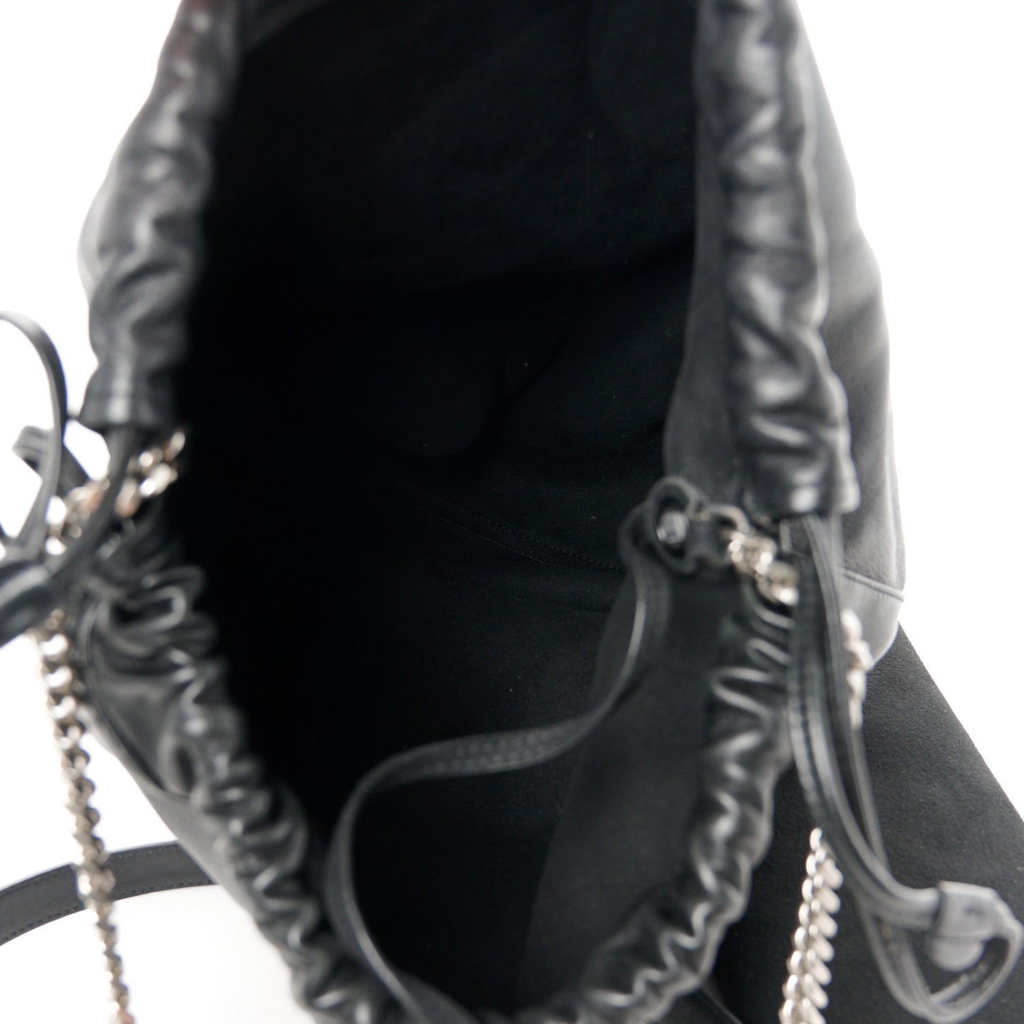 Lambskin Teddy Drawstring Bag Black