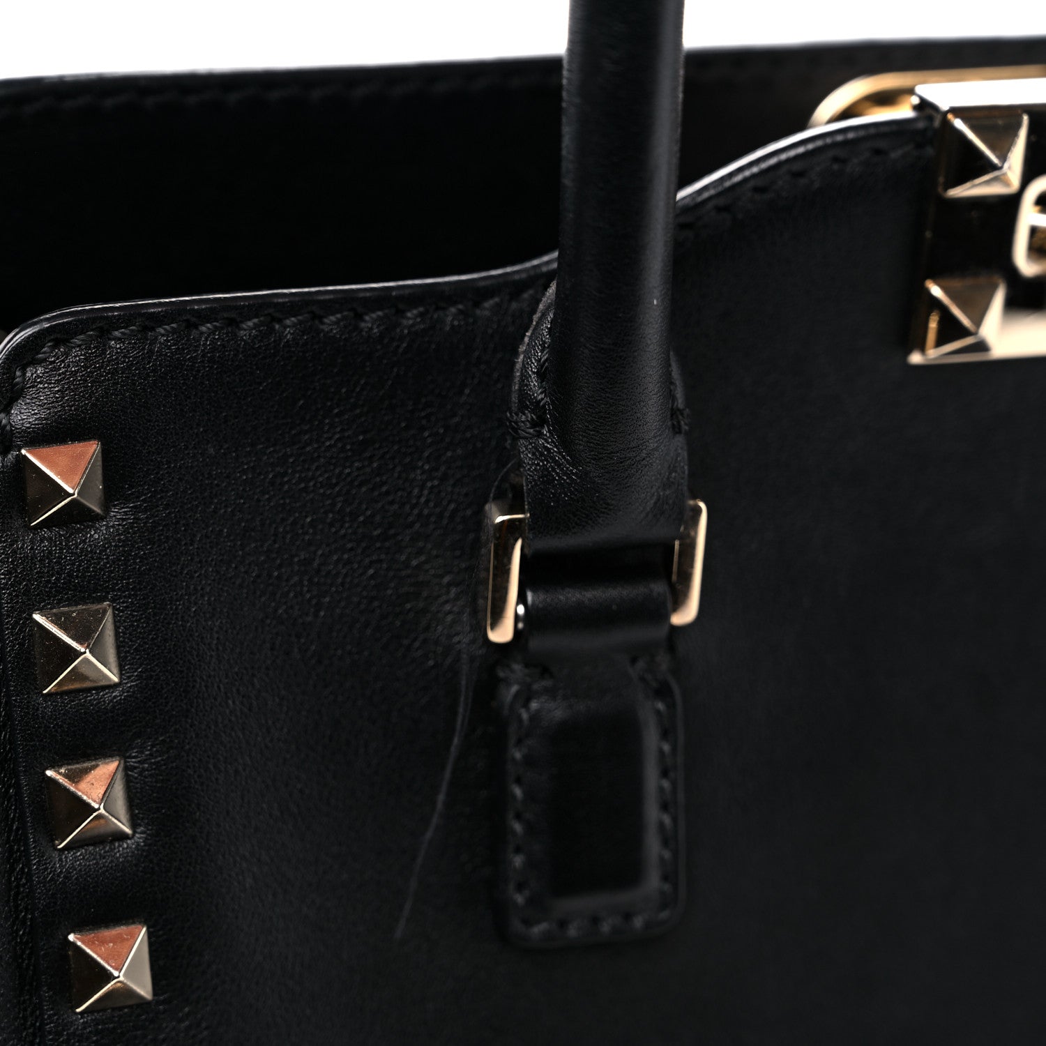 Valentino Garavani Vitello Small Rockstud Double Handle Tote Black 17 of 21