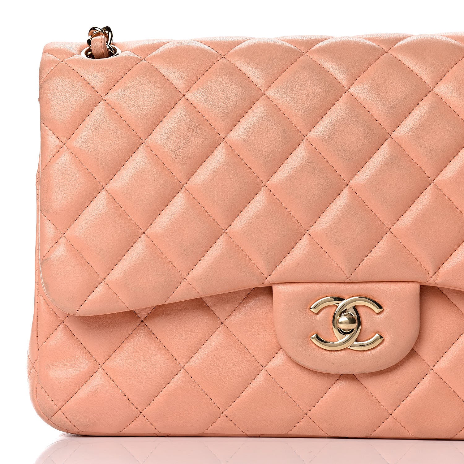 Chanel Lambskin Quilted Jumbo Double Flap Light Orange 22 of 37