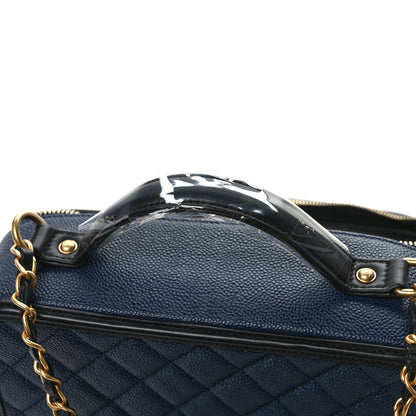 Chanel Caviar Quilted Large CC Filigree Vanity Case Navy 11 of 13
