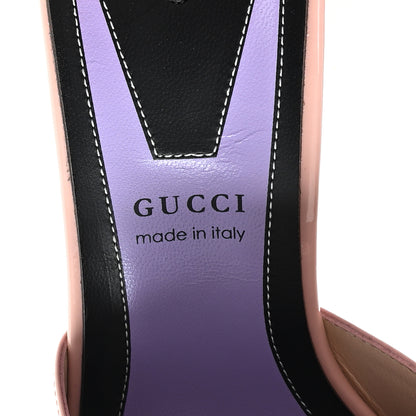Gucci Patent Crystal GG Bow Sadie Spike Ankle Strap d'Orsay Platform High Heel Pumps 38.5 Perfect Pink 8 of 10