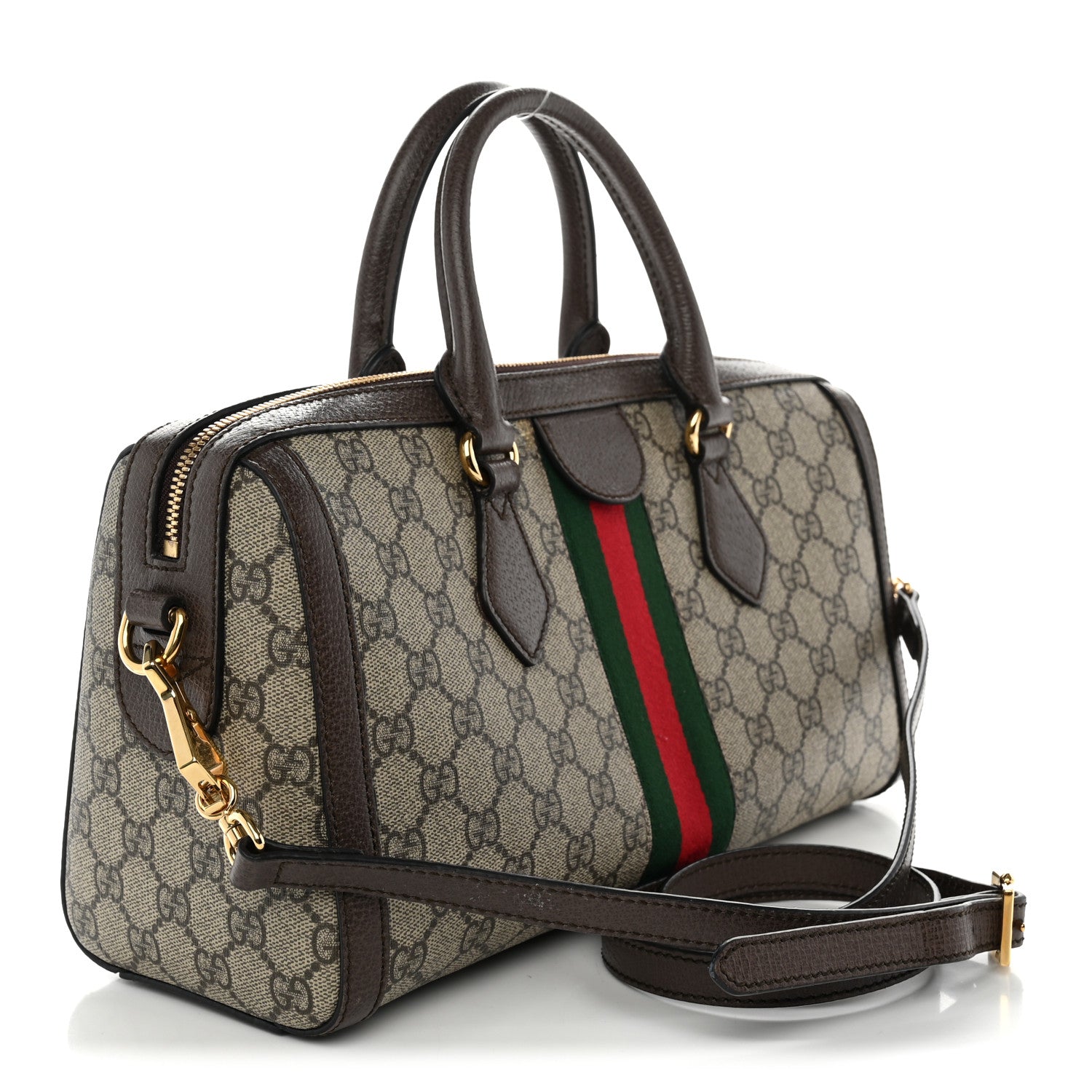 Gucci GG Supreme Monogram Web Medium Ophidia Boston Brown 2 of 9
