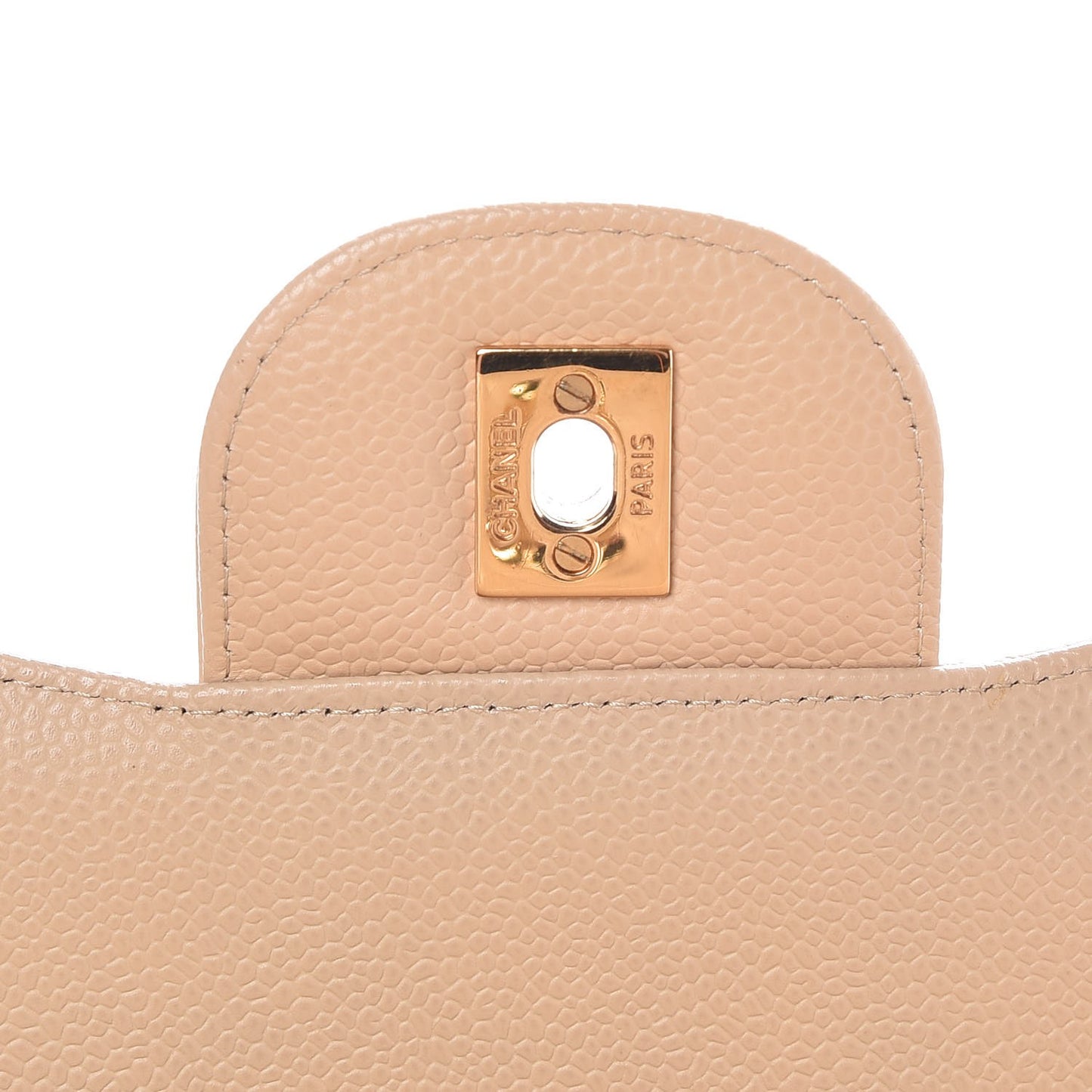 Caviar Quilted Jumbo Double Flap Beige Clair