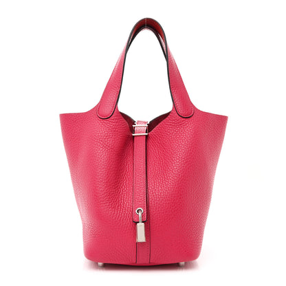 Hermes Taurillon Clemence Swift Eclat Picotin Lock 18 PM Rose Mexico Rouge De Coeur 1 of 11