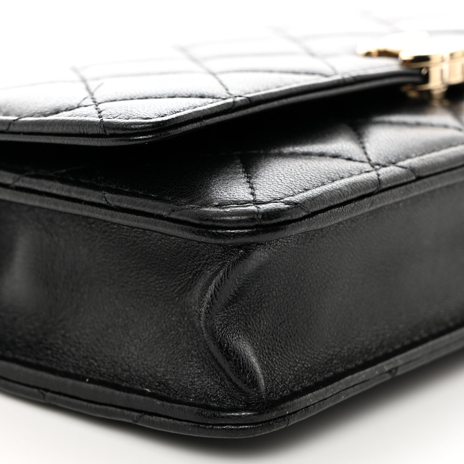 Chanel Lambskin Quilted Top Handle Wallet On Chain WOC Black 10 of 11
