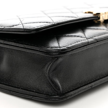 Chanel Lambskin Quilted Top Handle Wallet On Chain WOC Black 10 of 11
