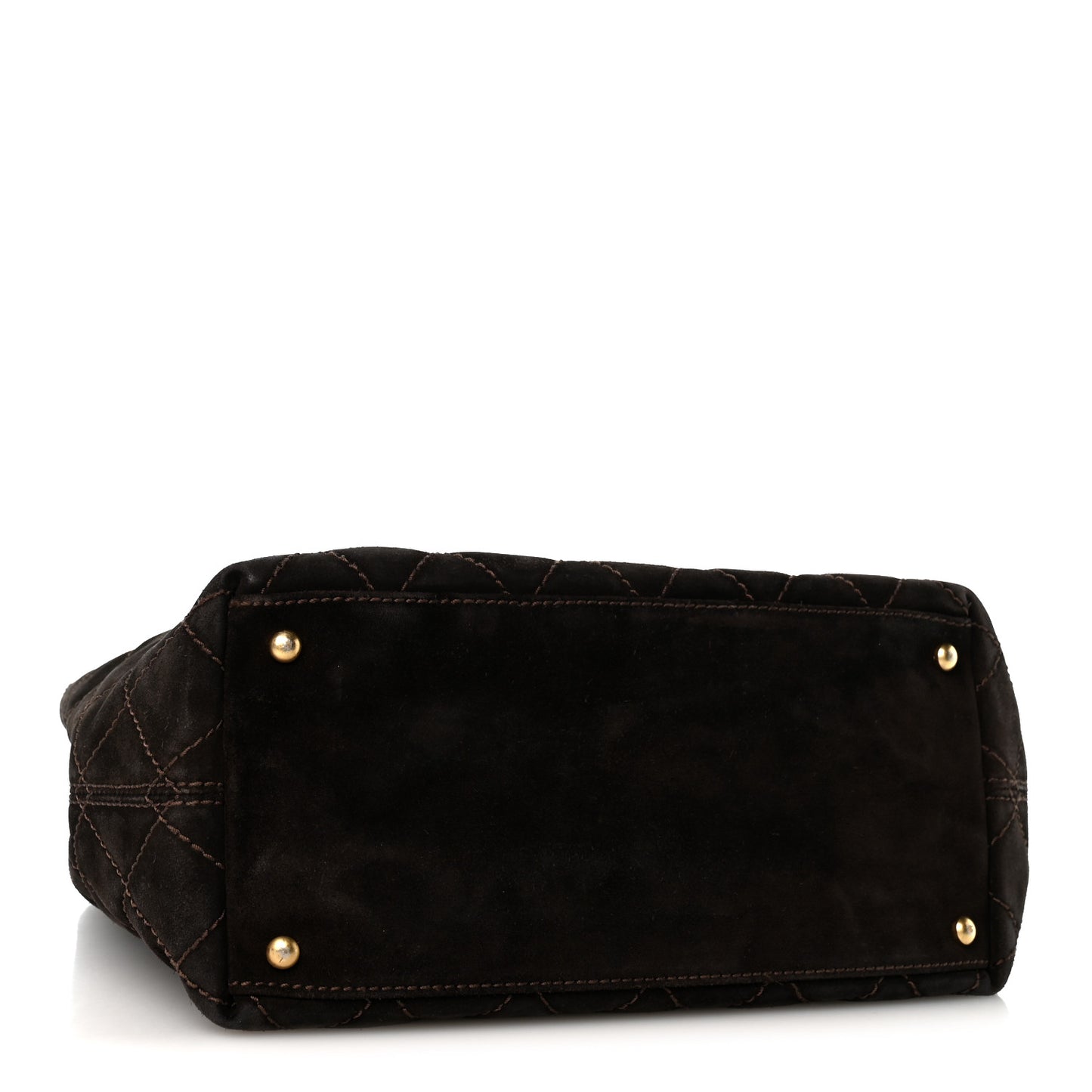 Suede Quilted Shopping Tote Brown