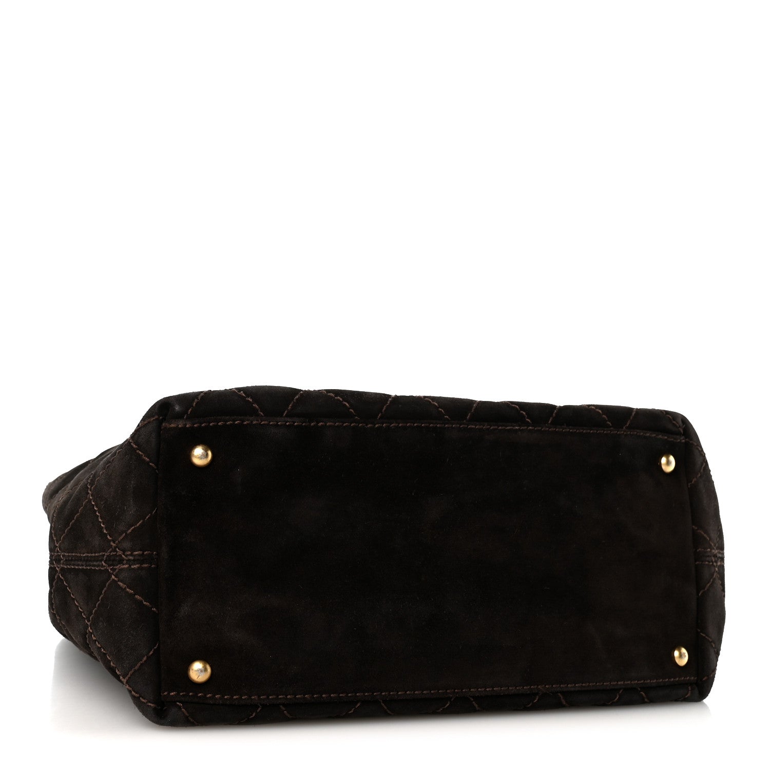 Chanel Suede Quilted Shopping Tote Brown 4 of 14
