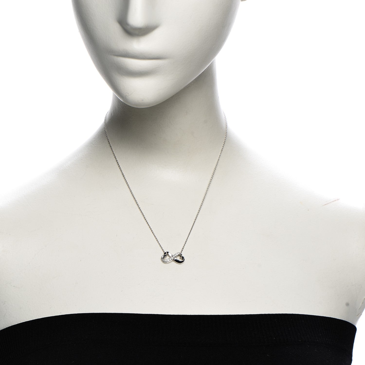 Tiffany 18K White Gold Diamond Paloma Picasso Double Loving Heart Necklace 2 of 6