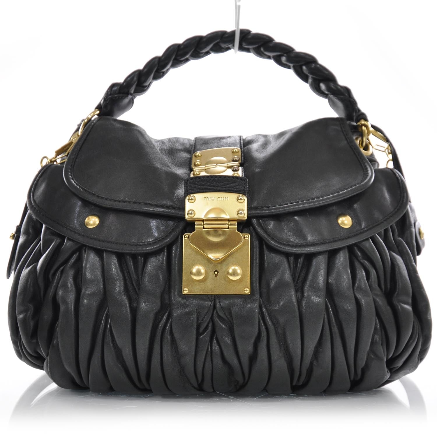 Miu Miu Leather Matelasse Coffer Hobo Black 1 of 10