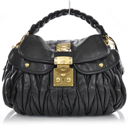Miu Miu Leather Matelasse Coffer Hobo Black 1 of 10