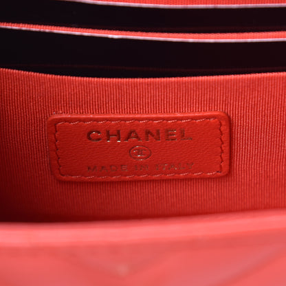 Chanel Lambskin Chevron Quilted Mini Trendy CC Chain Wallet Red 6 of 11