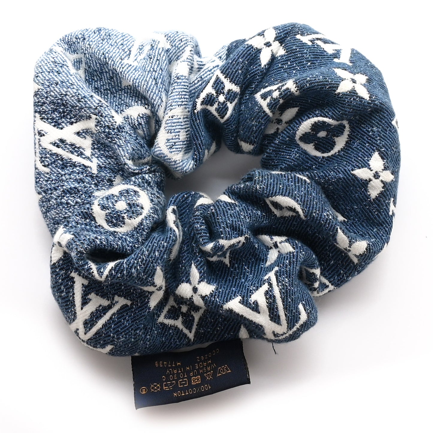 Cotton Denim Chouchou Scrunchy Bleu