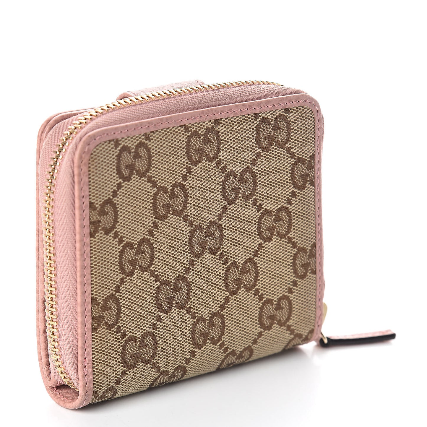 Monogram Dollar Calfskin Zip Around French Flap Wallet Beige Ebony Soft Pink