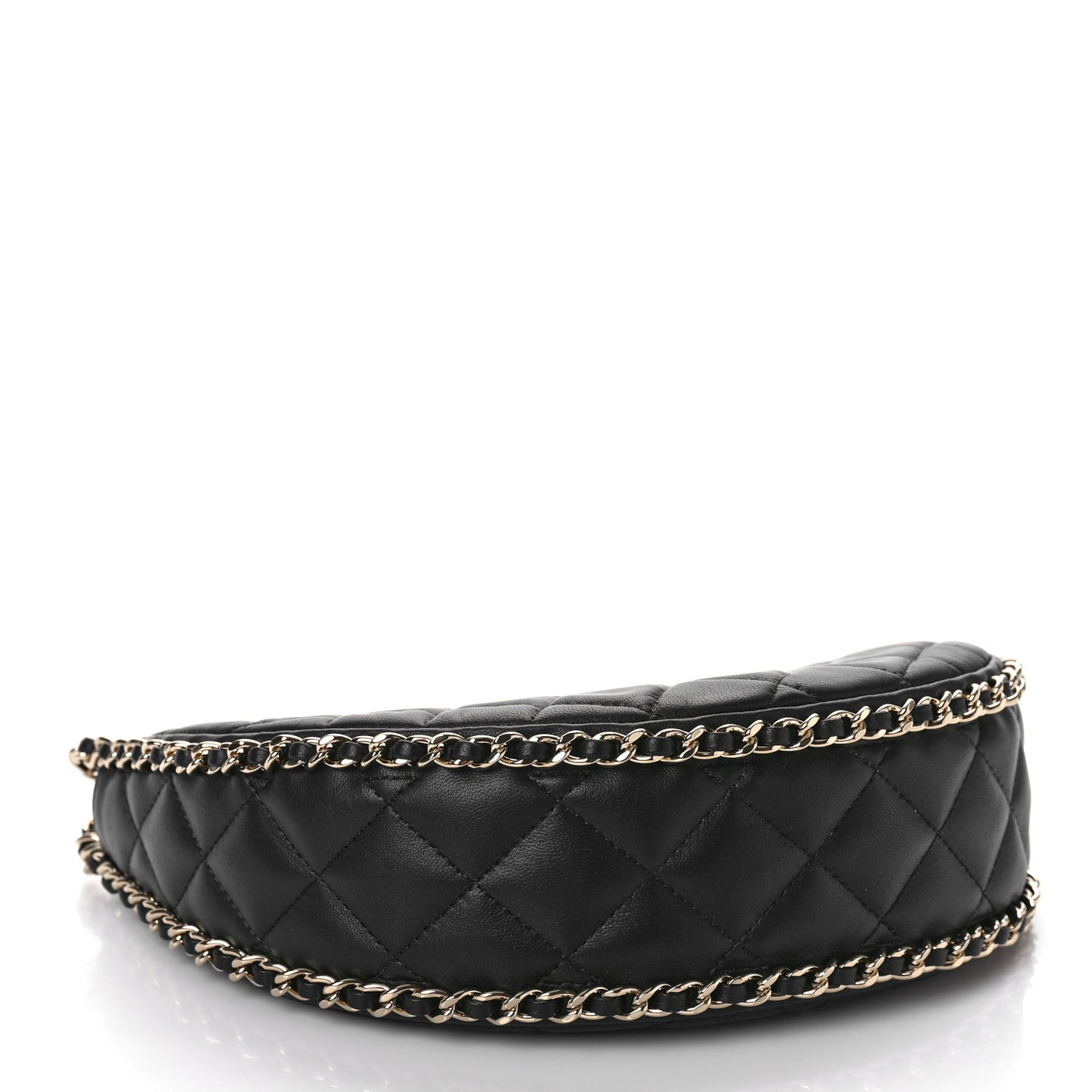 Lambskin Quilted Small Hobo Bag Black