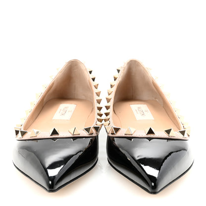 Valentino Garavani Patent Nappa Rockstud Ballerina Flats 35 Black Poudre 3 of 10