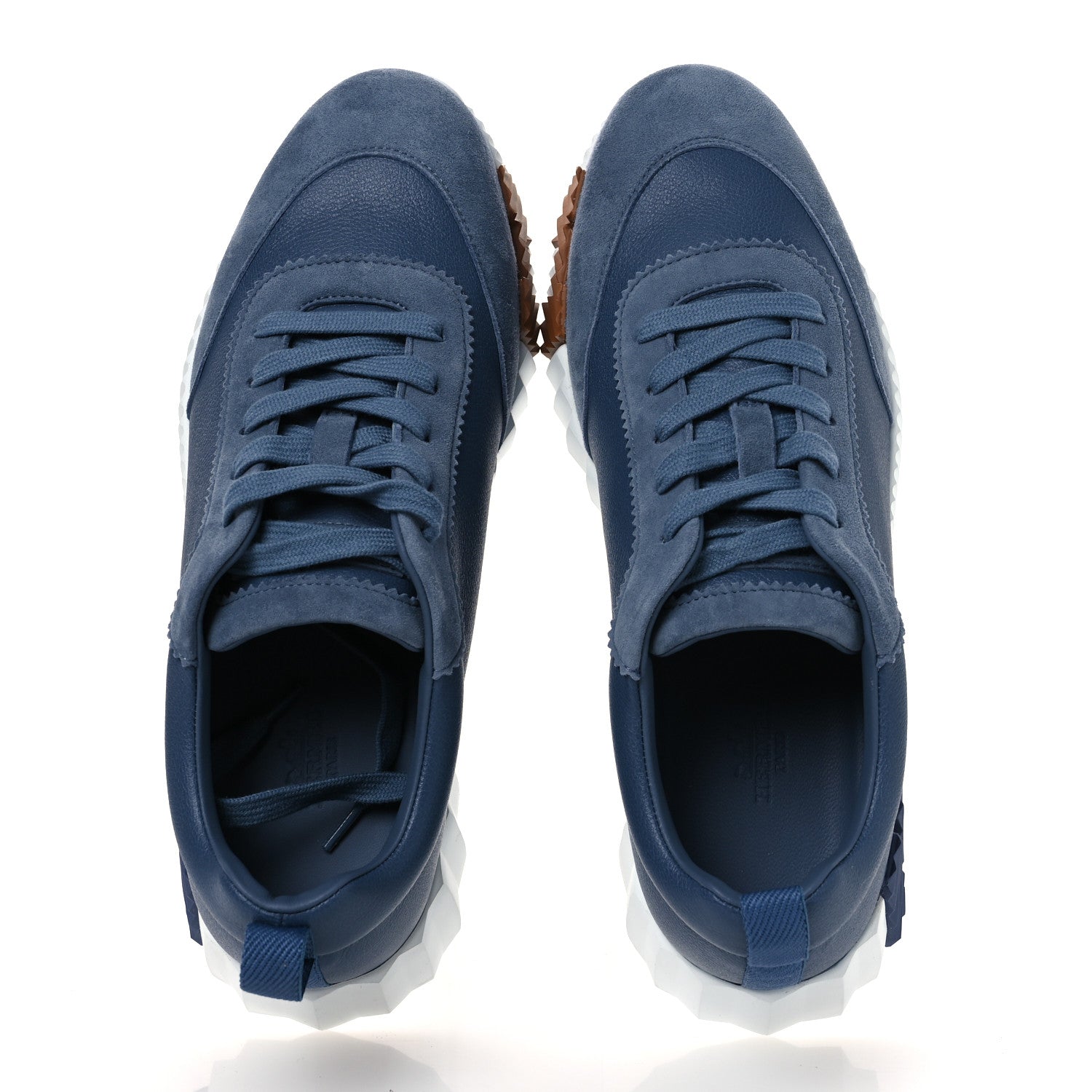 Hermes Sport Goatskin Suede Goatskin Womens Bouncing Sneakers 40 Bleu Mer 2 of 11