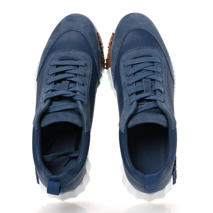Hermes Sport Goatskin Suede Goatskin Womens Bouncing Sneakers 40 Bleu Mer 2 of 11