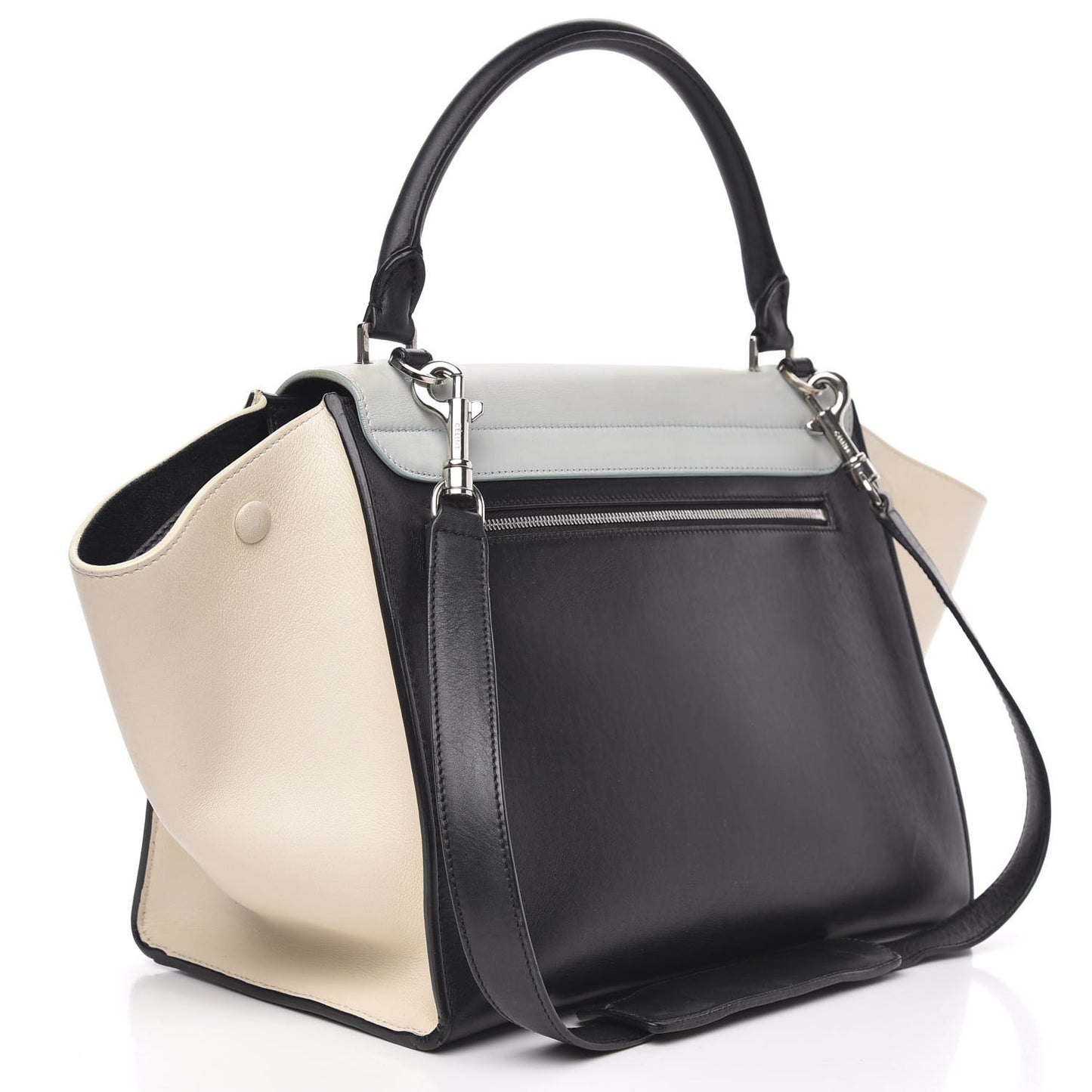 Drummed Calfskin Suede Medium Tri-color Trapeze Black